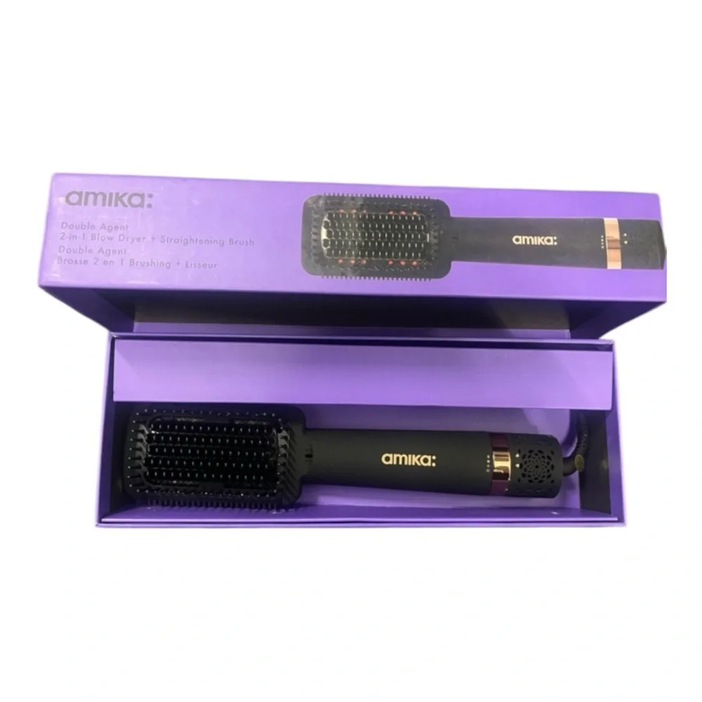 Amika Double Agent 2-in-1 Blow Dryer + Straightening Brush New In Box